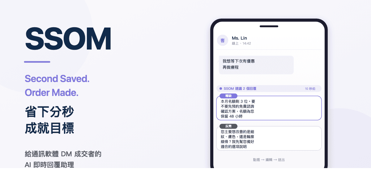 SSOM 在醫美諮詢的 DM 對話建議示意